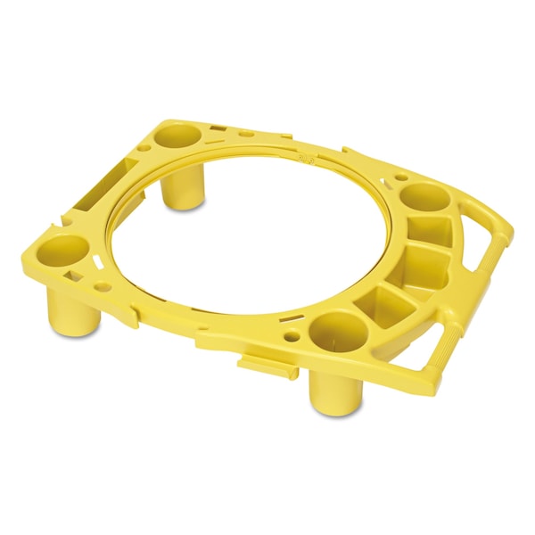 Rubbermaid Commercial Standard Rim Caddy, 4-Comp, Fits 32.5" dia Cans, 26.5w x 6.75h, Yellow FG9W8700YEL - main